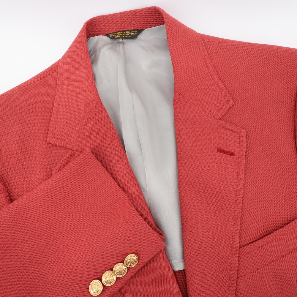 Lands End Vintage 1980s Gold Button Blazer Red Long Sleeve Mens 40R